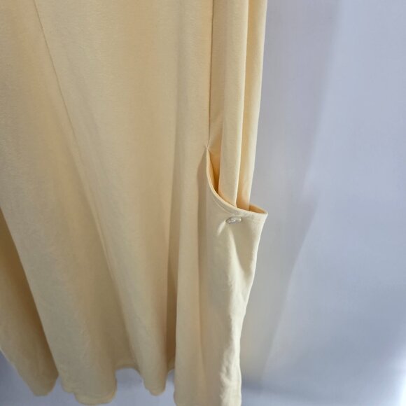 J. Jill Butter Yellow Lemonzest Rayon Big Pocket Collar V-Neck Midi Dress Small - Picture 4 of 16